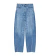 Givenchy Blue Jeans With Logo Patch On The Rear And Wide Leg In Denim Woman In Blue