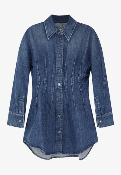 Givenchy Cocoon Mini Denim Dress In Blue