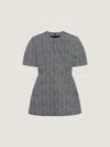 Givenchy Cocoon Mini Dress In Cotton Herringbone In Gray