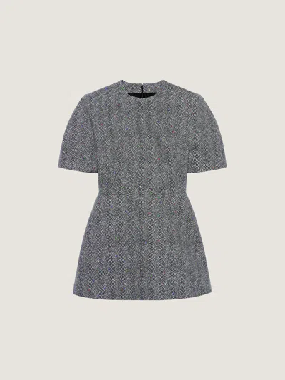 Givenchy Cocoon Mini Dress In Cotton Herringbone In Gray