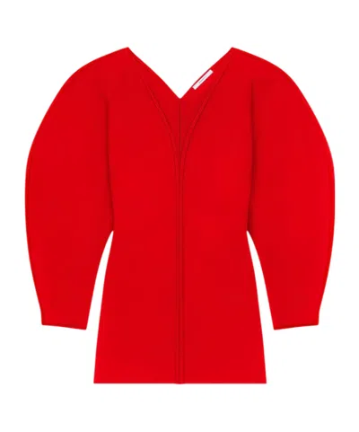 Givenchy Cocoon Mini Dress In Engineered Knit In Poppy Red