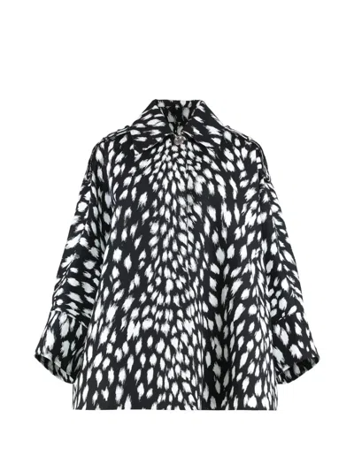 Givenchy Cocoon Printed Trench Coat In Black