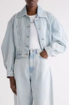 Givenchy Cropped Cocoon Jacket Front Back Yoke Pockets In Blue