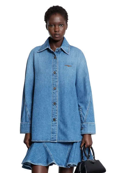 Givenchy Cocoon Shirt In Washed Denim In Blue