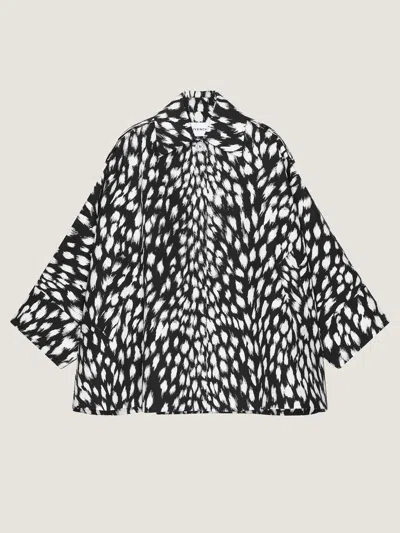 Givenchy Cocoon Short Trench In Cotton With Animal Print In Black