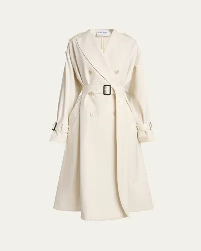 Givenchy Cocoon Shoulder Double-breasted Belted Trench Coat In White