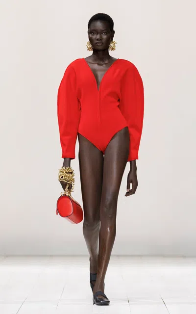 Givenchy Cocoon-sleeve Knit Bodysuit In Animal Print