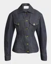 Givenchy Cocoon-sleeve Waisted Denim Jacket In Blue
