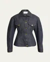 Givenchy Cocoon-sleeve Waisted Denim Jacket In Blue