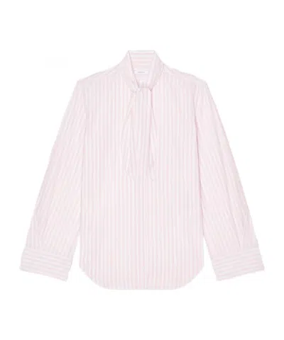 Givenchy Cocoon Striped Shirt In Poplin With Bow In Pink