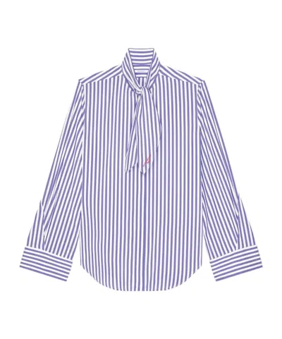 Givenchy Cocoon Striped Shirt In Silk With Bow In Purple