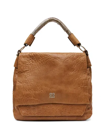 Pre-owned Givenchy Cognac 4g Logo Shoulder Bag In Brown