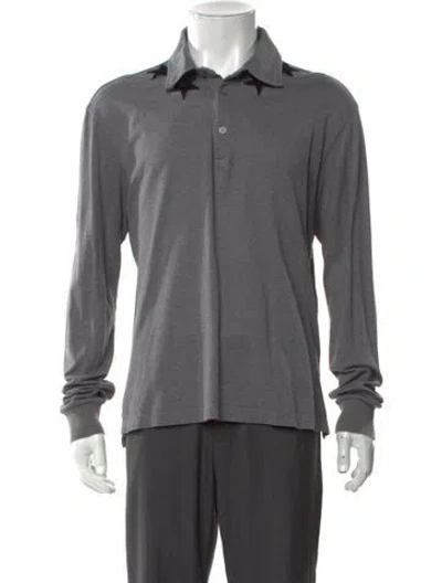 Pre-owned Givenchy Collar Long Sleeve Polo Shirt In Grey