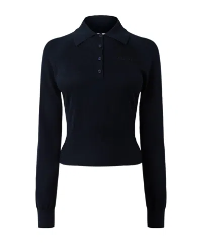 GIVENCHY COLLARED HALF-BUTTON LONG SLEEVE KNIT TOP