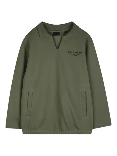 Givenchy Kids' Collared Long-sleeve Top In Green