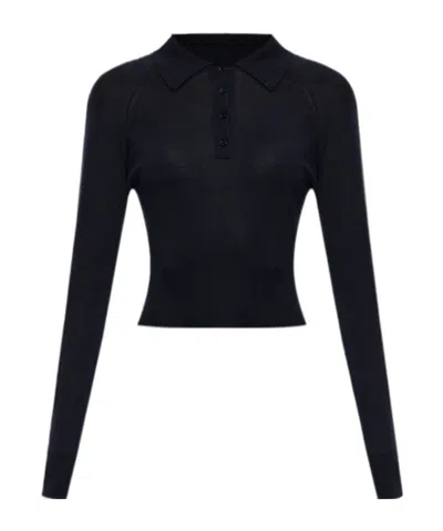 Givenchy Collared Long-sleeve Polo Shirt In Black