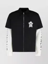 Givenchy Collared Neck Graphic Print Overshirt With Side Slits In Black