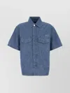 Givenchy Signature Logo Short-sleeved Denim Shirt In Blue