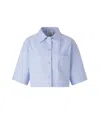 Givenchy Cropped Cotton Shirt With Embroidered Logo In Light Blue