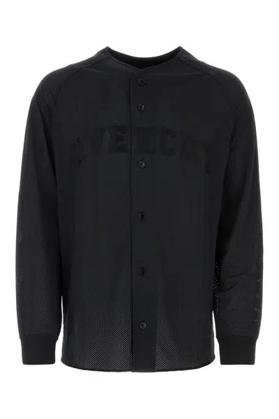 Givenchy College Baseball Shirt In Black Mesh