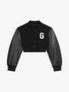 GIVENCHY GIVENCHY COLLEGE CROPPED VARSITY JACKET IN WOOL AND LEATHER