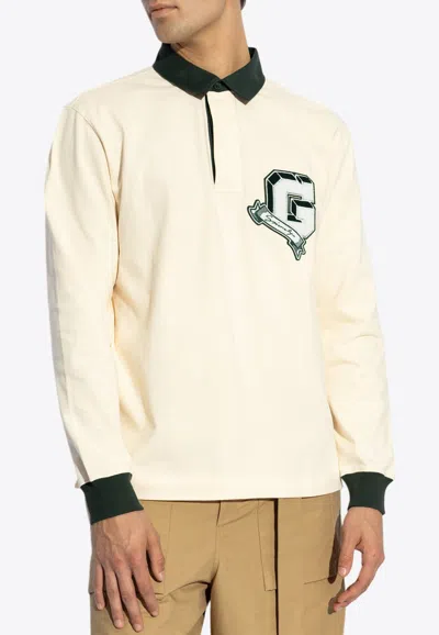 Givenchy College Embroidered Logo Polo Sweatshirt In Cream