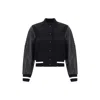 Givenchy Wool Blend Parka With Leather Sleeves And Iconic Branding In Black