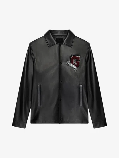 Givenchy Long-sleeved Leather Jacket In Black