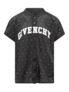 GIVENCHY GIVENCHY COLLEGE OVERSIZED BASEBALL SWEATER IN BLACK MESH WITH STUDS