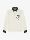 Givenchy College Cotton Long-sleeved Polo Shirt In White/green