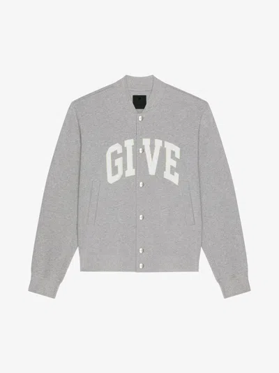Givenchy College Varsity Jacket In Fleece In Light Grey Melange