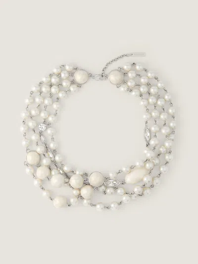 Givenchy Collier En Métal, Perles Et Cristaux In White