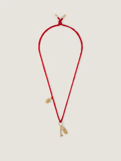 Givenchy Collier Lucky Charms En Soie Et Métal In Red