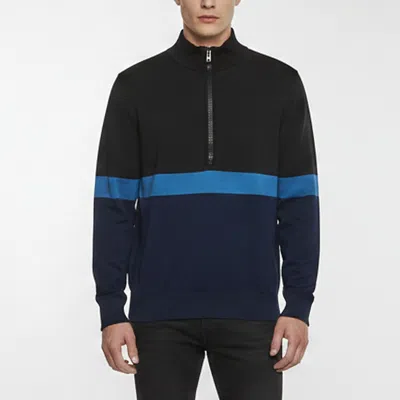 Pre-owned Givenchy Color Block Logo Print Knit Quarter Zip-up Jumper Xl In Navy Blue