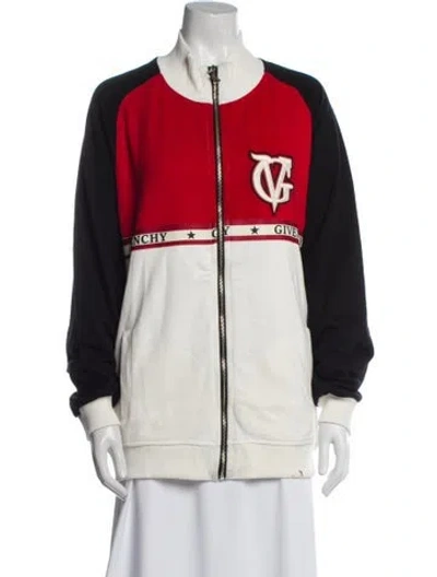 Pre-owned Givenchy Colorblock Pattern Bomber Jacket In Red