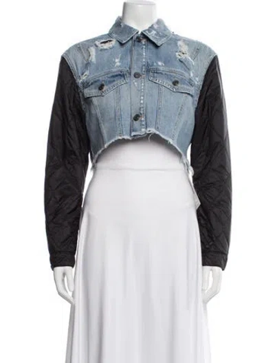 Pre-owned Givenchy Colorblock Pattern Denim Jacket In Blue