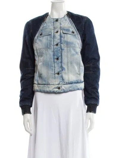 Pre-owned Givenchy Colorblock Pattern Denim Jacket In Blue