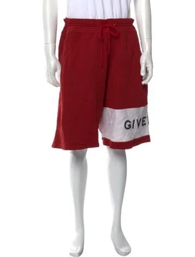 Pre-owned Givenchy Colorblock Pattern Jogger Shorts In Red