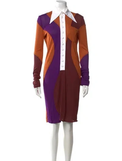 Pre-owned Givenchy Colorblock Pattern Knee-length Dress W/ Tags In Purple