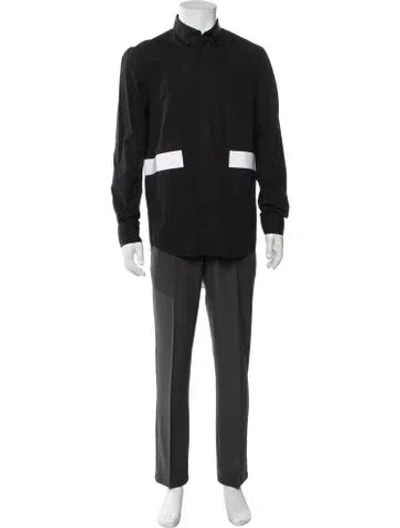 Pre-owned Givenchy Colorblock Pattern Long Sleeve Shirt In Black