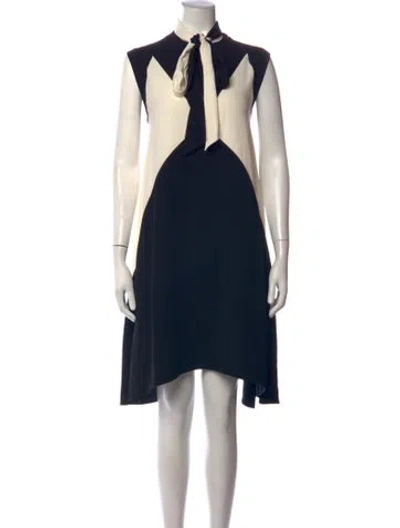 Pre-owned Givenchy Colorblock Pattern Midi Length Dress In Black