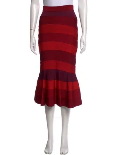 Pre-owned Givenchy Colorblock Pattern Midi Length Skirt In Red