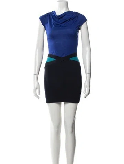 Pre-owned Givenchy Colorblock Pattern Mini Dress In Blue