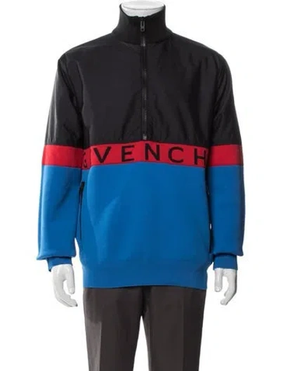 Pre-owned Givenchy Colorblock Pattern Mock Neck Sweatshirt In Blue