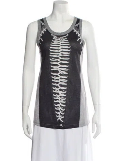 Pre-owned Givenchy Colorblock Pattern Scoop Neck Top In Gray