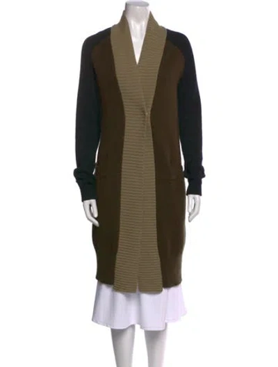 Pre-owned Givenchy Colorblock Pattern V-neck Sweater In Green