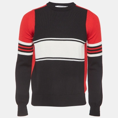 Pre-owned Givenchy Colourblocked Rib Knit Crew Neck Sweatshirt L In Multicolor