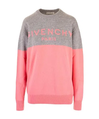 Givenchy Colour Block Logo Cashmere Jumper In Pink