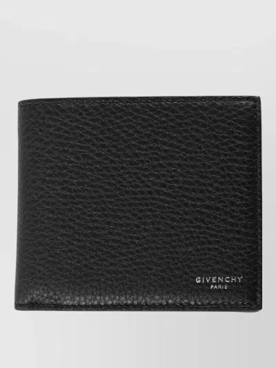 Givenchy Compact Billfold Coin Wallet Textured Leather In Black