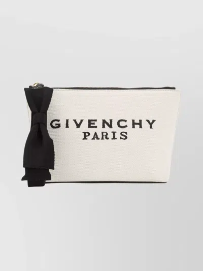 Givenchy Compact Logo Pouch Bow Detail In White